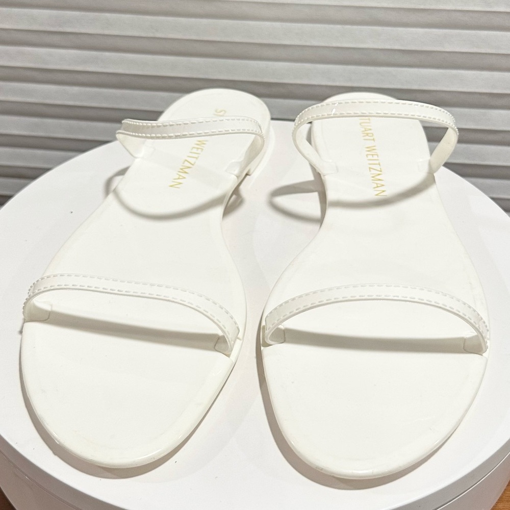 🌹STUART WEITZMAN 🌹 Sawyer Rubber White Sandals Size: 12 - Picture 4 of 10